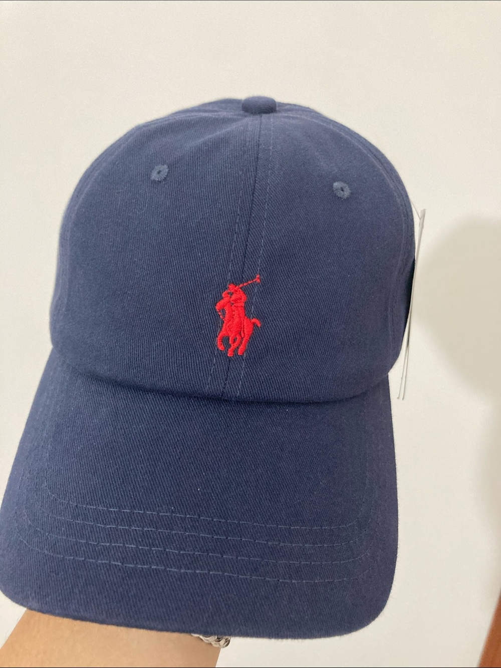 Ralph Lauren Navy Cap with Red Polo Emblem